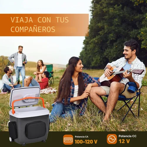 Miniatura 9 de Kikihuose Refrigerador de Coche de 12V 32 Qt (30L) Enfriador/Calentador Eléctrico con Bolsillos, Divisor de Paquete de Hielo, Tapa Extraíble