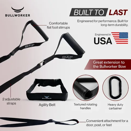 Miniatura 8 de Bullworker Correas de entrenamiento de suspensión ISO-FLO, gimnasio portátil en casa para entrenamiento de fuerza de cuerpo completo