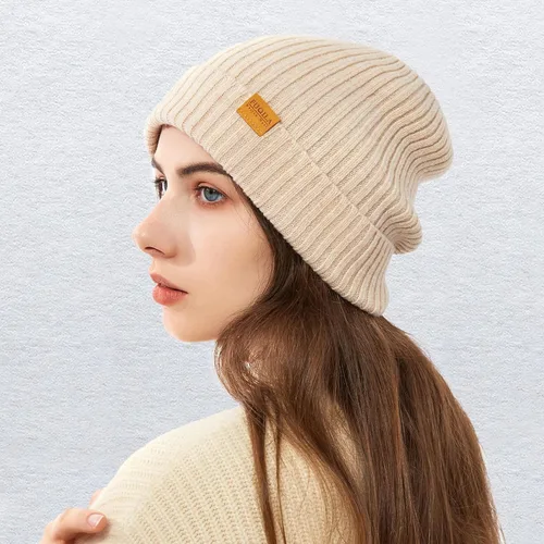 Miniatura 6 de FUQILA Gorro de punto 100% lana merina, unisex, cálido, suave, transpirable y acogedor, elástico