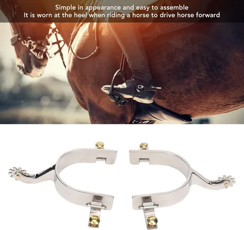 Miniatura 2 de Zerodis Espuelas de caballo de acero inoxidable para vaqueros occidentales con engranaje giratorio para equitación entusiasta ecuestre simple