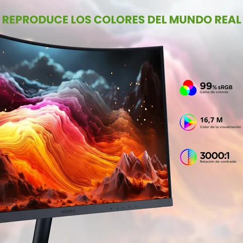 Miniatura 3 de KOORUI - Monitor curvo de 24 pulgadas para juegos, R1500, Full HD, 1080P, monitor de 75 Hz, HDMI, VGA, ajuste de inclinación, monitor LCD