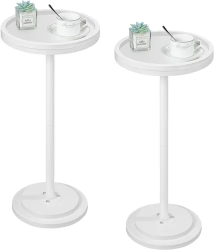 Miniatura 11 de HOOBRO Mesa auxiliar redonda pequeña, mesa de bebidas, mesa de café Martini con acento de pedestal para espacios pequeños en sala de estar, Negro