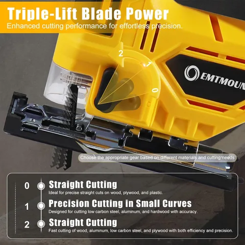 Miniatura 3 de Sierra de calar inalámbrica compatible con batería Dewalt de 20 V máximo, sierra de calar sin escobillas para 3 ajustes orbitales, 3200 RPM, cortes