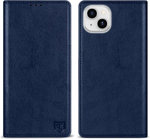 Miniatura 19 de ZZXX Funda tipo cartera para iPhone 14 con bloqueo RFID, soporte de ranura para tarjetas, funda protectora de cuero magnético fuerte plegable