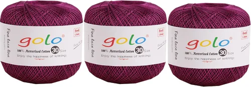 Miniatura 110 de Hilo de ganchillo golo para tejer a mano Tamaño 30, hilo para calados color Hibiscus-166 166-Hibiscu