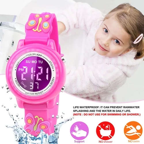 Miniatura 45 de Relojes LED impermeables para niños con alarma, juguetes para niños, regalos para niñas de 3 a 10 años