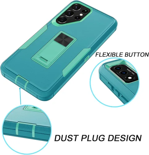 Miniatura 5 de Funda compatible con Samsung Galaxy S22 Ultra 5G, soporte magnético integrado, resistente híbrido de doble capa, a prueba de golpes, funda
