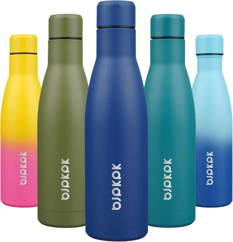 Miniatura 106 de BJPKPK Botellas de agua de acero inoxidable con aislamiento de 17 onzas, mantiene el frío y el calor, brillante oro rosa Oro rosa brillante
