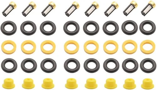 (8 juegos) Los kits de sellos de inyector de combustible incluyen juntas tóricas, tapas de pintle, espaciadores y cestas de filtro, juego de