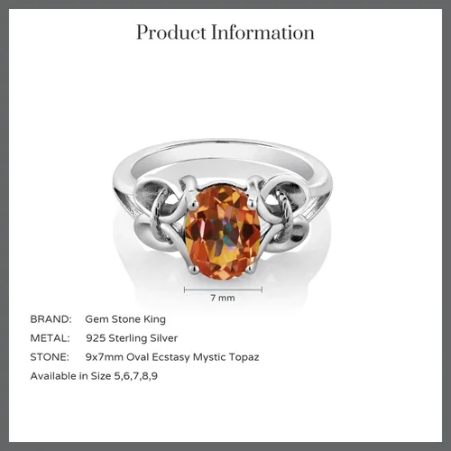 Miniatura 73 de Gem Stone King Anillo de compromiso ovalado con piedra natal para mujer, plata de ley 925, ovalado de 0.354 x 0.276 in, anillo de compromiso