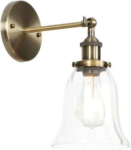 Retro Glass Wall Light Industrial Wall Sconce Farmhouse Wall Lamp, Vintage Wall Mount Lighting Fixture Hardwired Sconces for Living Room Loft Bronze