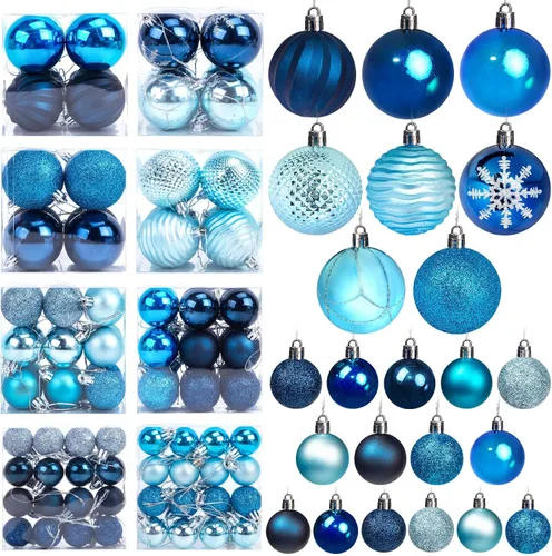 LOVEINUSA Juego de 100 bolas de adorno de Navidad inastillables, bolas de purpurina surtidas para decoración de árboles y coronas