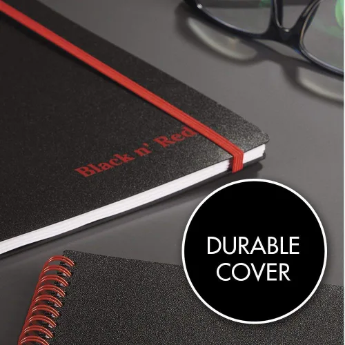 Miniatura 5 de Black n' Red Twin Wire Poly Cover Notebook, 8-1/4 x 5-7/8 inches, Black/Red, 70 Ruled Sheets (C67009) (5) Encuadernación desconocida