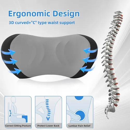 Miniatura 2 de Almohada de apoyo lumbar para silla de oficina - Almohada lumbar para coche - Almohada ergonómica de apoyo lumbar para cojín de apoyo de la espalda