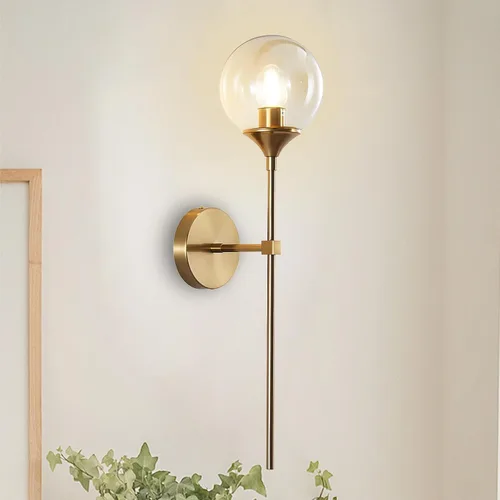 KCO Lighting - Aplique de pared montado en la pared de latón cepillado dorado, lámpara de pared moderna de mediados de siglo, lámpara de pared Oro +