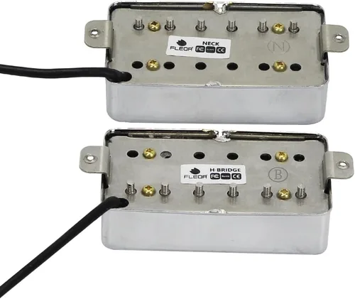 Miniatura 3 de FLEOR Juego de pastillas de guitarra Humbucker de cerámica para cuello de guitarra + puente de recogida cromado. Se ajusta a guitarras eléctricas
