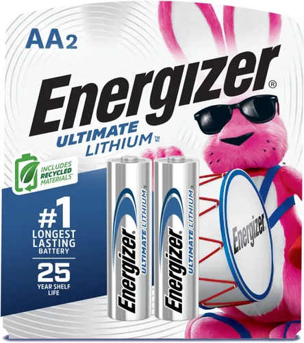 Energizer Ultimate Lithium AA Baterías (Paquete de 2), Baterías de Litio Doble A de 1.5V