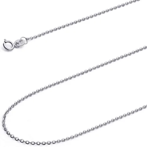 Miniatura 2 de The World Jewelry Center 14k REAL Yellow OR White Gold Solid 1mm Side Diamond Cut Rolo Cable Chain Necklace with Spring Ring Clasp