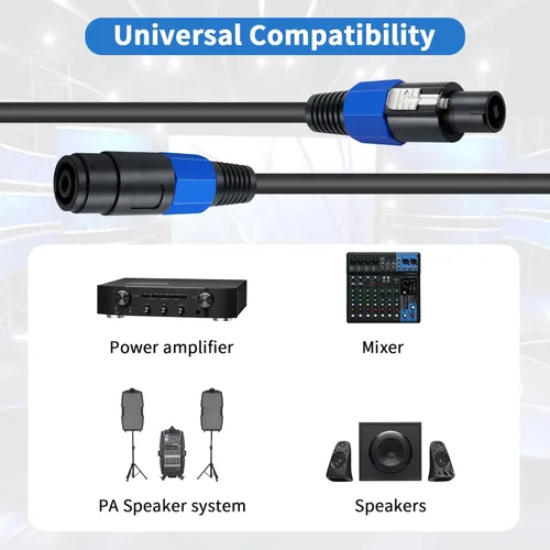 Miniatura 2 de Poyiccot Cables de extensión Speakon de 6 pies, cable Speakon macho a hembra, cable de audio para escenario DJ PA para amplificador de altavoz