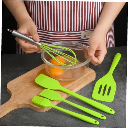 Miniatura 8 de Juego de utensilios de cocina de silicona, resistentes al calor, antiadherentes, con espátula, espátula, raspadores para hornear y cocinar