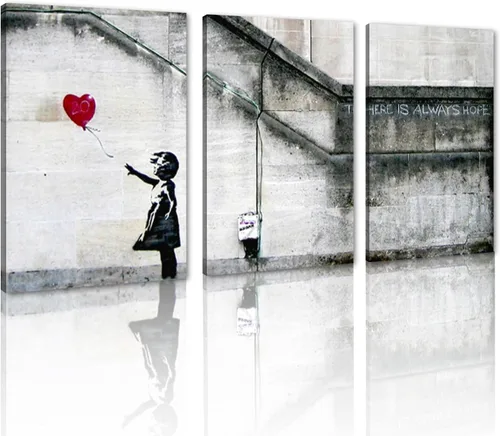 Miniatura 130 de 3 Piezas de Arte de Pared Banksy en Lienzo, Póster de Graffiti, Decoración de Pared con Citas Inspiradoras, Nunca Te Rindas, Obras de Arte para Sala