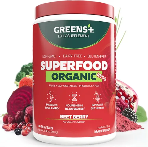 Miniatura 11 de Greens+ Superalimento en polvo orgánico RAW, apoyo inmunológico súper mezcla, patada matutina, impulso de energía, nutrición vibrante salud