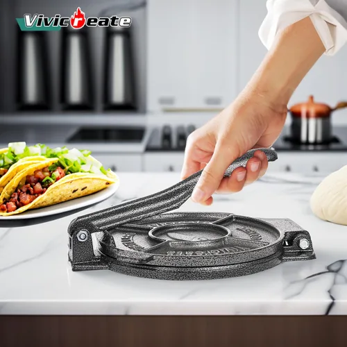 Miniatura 2 de Vivicreate Prensa de tortilla de hierro fundido de 7.5 pulgadas, fabricante de tortillas de alta resistencia para tortillas de maíz, tacos