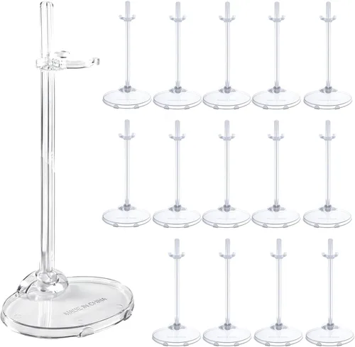 Miniatura 10 de 10 soportes acrílicos para muñecas, soportes de exhibición de muñecas con clip ajustable para la cintura, soporte para muñecas de 11 a 13 pulgadas