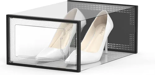 Miniatura 2 de 12 cajas de almacenamiento de zapatos, de plástico transparente apilable, organizador de zapatos para armario, contenedores de zapatos apilables