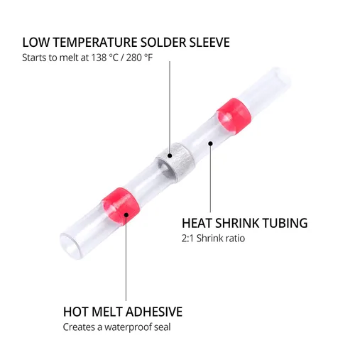 Miniatura 4 de Wirefy 150 conectores de alambre para sello de soldadura, conectores a tope de soldadura termorretráctiles, mangas de soldadura impermeables