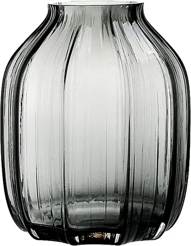 Jarrón de vidrio negro gris para flores, jarrones altos de vidrio gris oscuro, H-8.0" diseño de rayas simples para decoración de piso del hogar, B