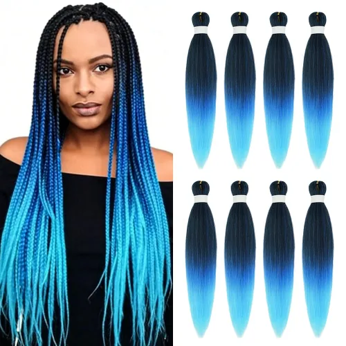 Miniatura 72 de 8 paquetes de extensiones preestiradas - 16 pulgadas de cabello trenzado premium, 55G/paquete, sin picazón, fijación en agua caliente, textura Perm