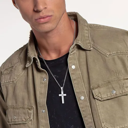 Miniatura 5 de XUANPAI Collar de cruz, collar con colgante de cruz grabable personalizado, joyería de Pascua, regalos de cumpleaños cristianos para hombres