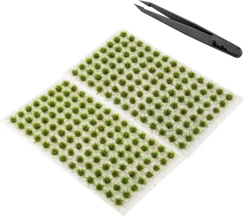 Miniatura 9 de Juego de 208 piezas de césped estático modelo de césped artificial ferroviario, césped artificial en miniatura, kit de terreno para bricolaje, Set B