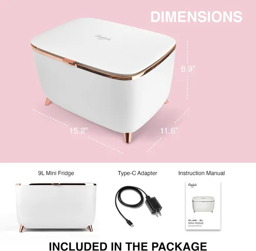 Miniatura 10 de Cooluli Glam Mini Refrigerador para el Cuidado de la Piel de 9L - Mini Refrigerador Rosa para Accesorios de Cuidado de la Piel, Maquillaje, Blanco