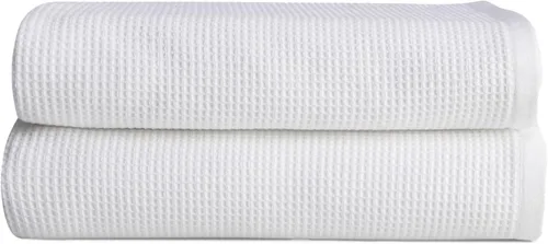 Cozy Earth Toallas de baño de punto gofre, 60% algodón, 40% viscosa de bambú, 40 x 65 pulgadas, rizo suave y absorbente, reversible, patrón de punto