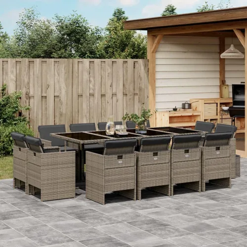 Miniatura 11 de 9 Piece Patio Dining Set with Cushions Black Poly Rattan Outdoor Furniture Set for Garden Backyard Balcony Porch