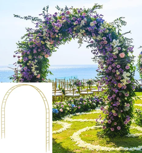 Miniatura 10 de Queension Arco de Boda Extra Grande para Ceremonia de 8.5 Pies de Ancho y 7.4 Pies de Alto, Arcos de Globos de Metal Soporte de Fondo con Base