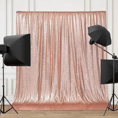 PartyDelight - Cortina de lentejuelas para bodas, fiestas y eventos especiales Oro rosado