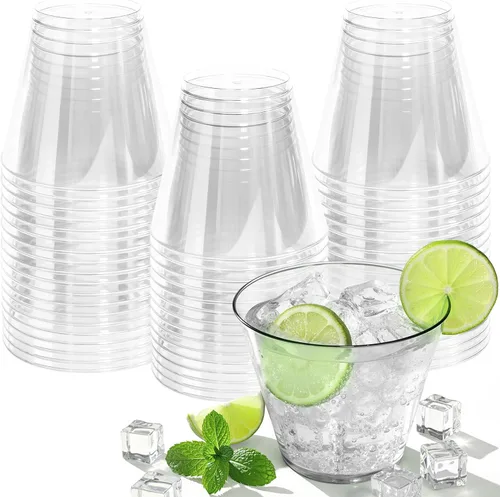 Miniatura 10 de Glowserve Paquete de 50 vasos de plástico transparente de 9 onzas, vasos de plástico azul transparente para cóctel, vasos desechables para fiestas
