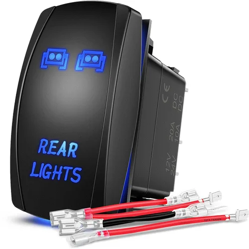 Nilight NI-RS05 Interruptor basculante de barra de luz LED de 5 pines con láser, luces traseras, 20 A/12 V, 10 A/24 V, juego de cables de puente, 2