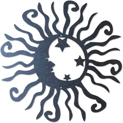 Riverside Designs Wacky Solar Moon Arte de pared de metal con luna solar, decoración de acero para exteriores, resistente e impermeable, fabricado