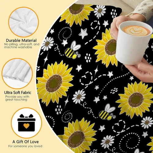 Miniatura 5 de Manta de girasol de abeja, regalo para los amantes de las niñas, manta de franela súper suave para sofá cama, cama acogedora de felpa, decoración