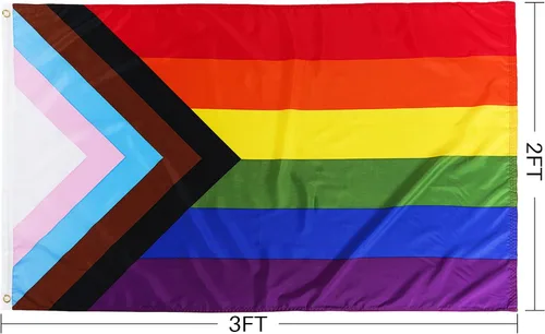 Miniatura 5 de TOPFLAGS Bandera del Orgullo Progreso Banderas Gay 2x3FT Vivid Rainbow Apoyo Comunitario Bisexual Banner LGBTQ Resistente a la decoloración