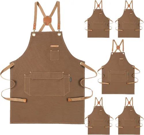 Miniatura 8 de Delantal de chef para hombres y mujeres con paquete de regalo, delantal de espalda cruzada con bolsillos para cocina, horneado, artista, pintura