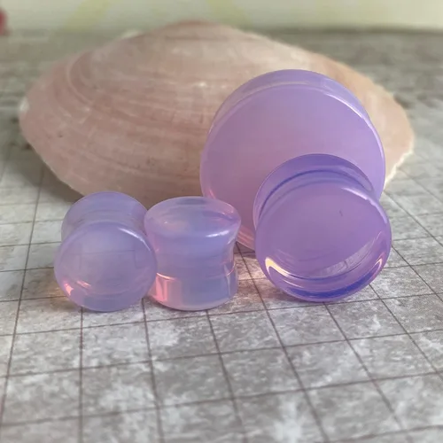 Miniatura 2 de Par de tapones de doble llamarada de piedra opalita lavanda (STN-725)
