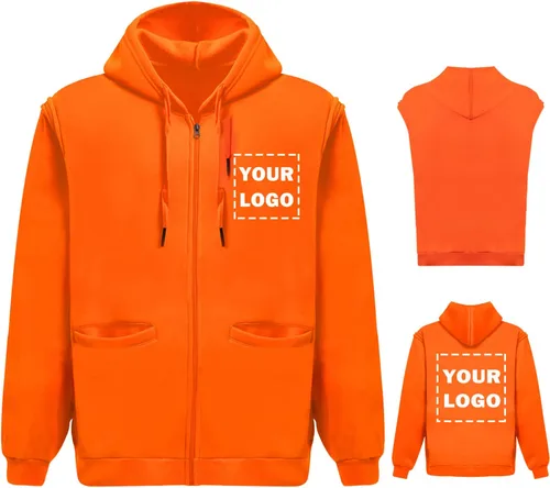 Miniatura 6 de Hi Vis - Sudadera de seguridad con capucha y manga extraíble, forro polar de alta visibilidad, chaqueta de trabajo Negro - Estilo 4