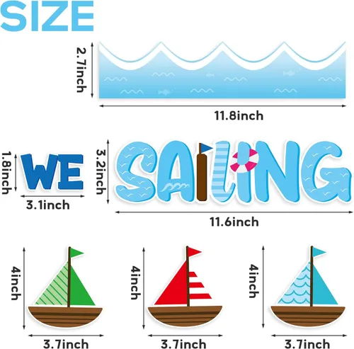 Miniatura 3 de CY2SIDE 86 piezas de recortes de vela en verano para juegos de bordes de tablón de anuncios, decoración náutica de verano Hello Summer temática