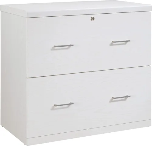 Miniatura 13 de OSP Home Furnishings Alpine Archivador de 2 cajones con cajón superior de bloqueo y sistema de fijación de bloqueo, lateral, color espresso