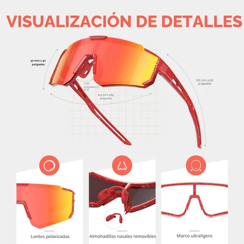 Miniatura 5 de Gafas de sol de béisbol deportivas para jóvenes, ligeras, polarizadas, para sóftbol, ciclismo, para niños y niñas de 3 a 12 años C01-red
